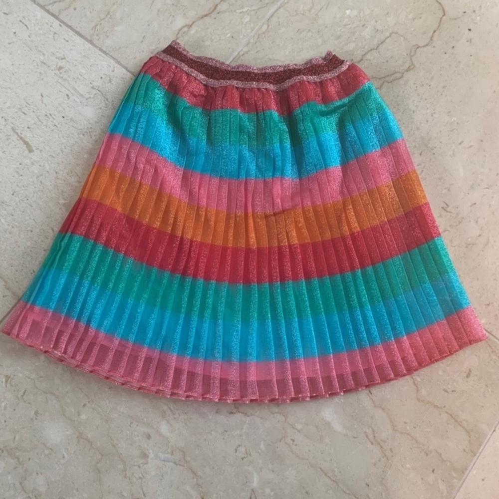 Gucci Rainbow Glitter Stripe Stretch Pleated Skirt